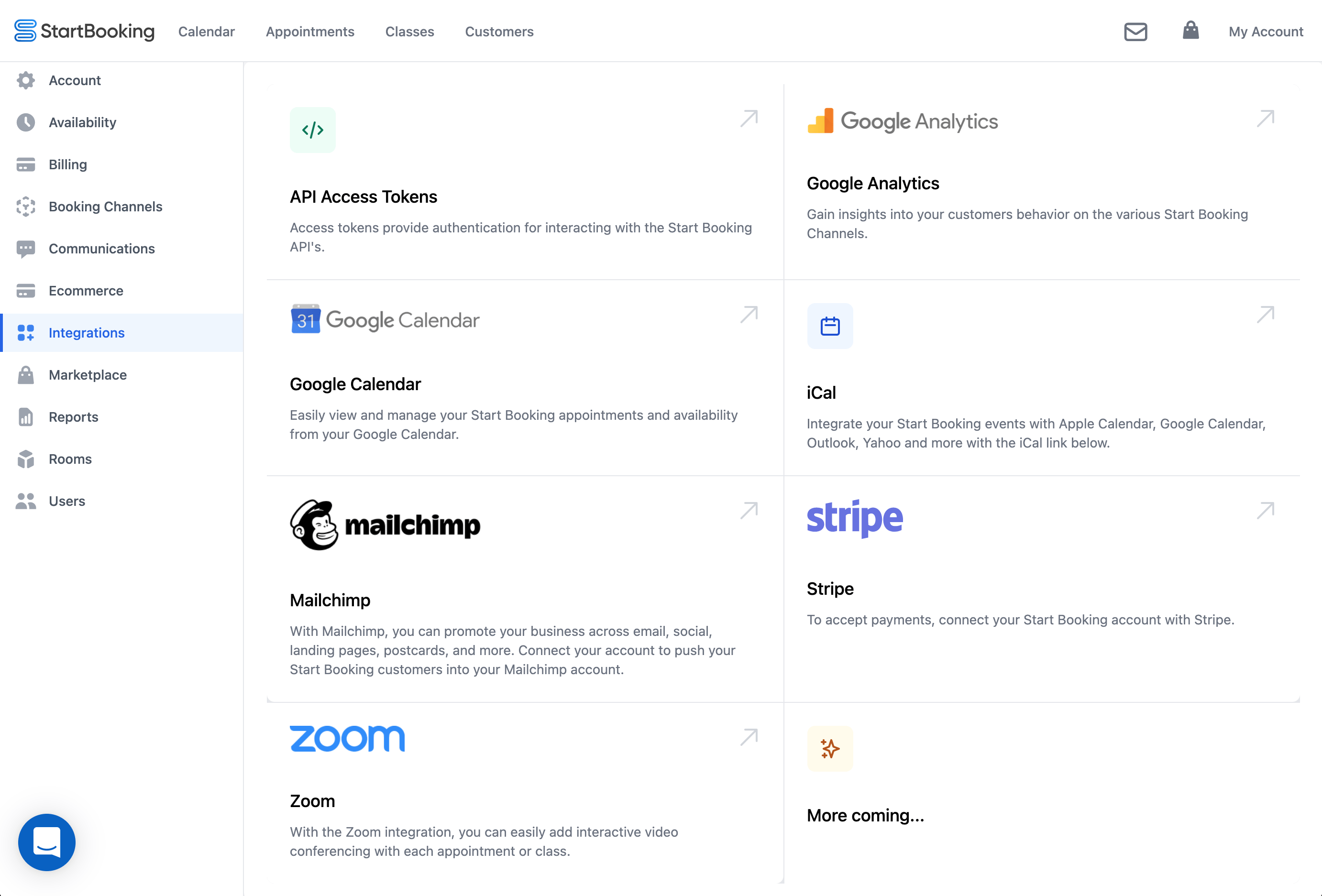 Online booking integrations
